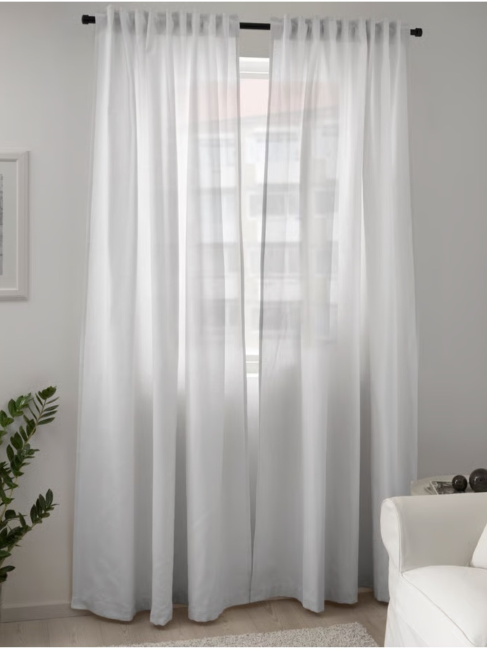 IKEA TIBAST Curtains, 1 pair, white/with heading tape, 57x98 "